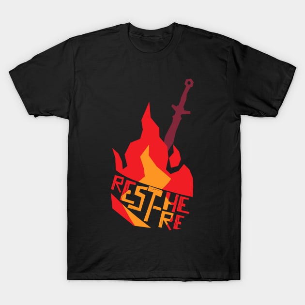 Rest Here Bonfire Firelink T-Shirt by Olympia Store